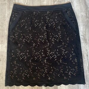 Ann Taylor Loft Black Eyelet Pencil Skirt-Size 10